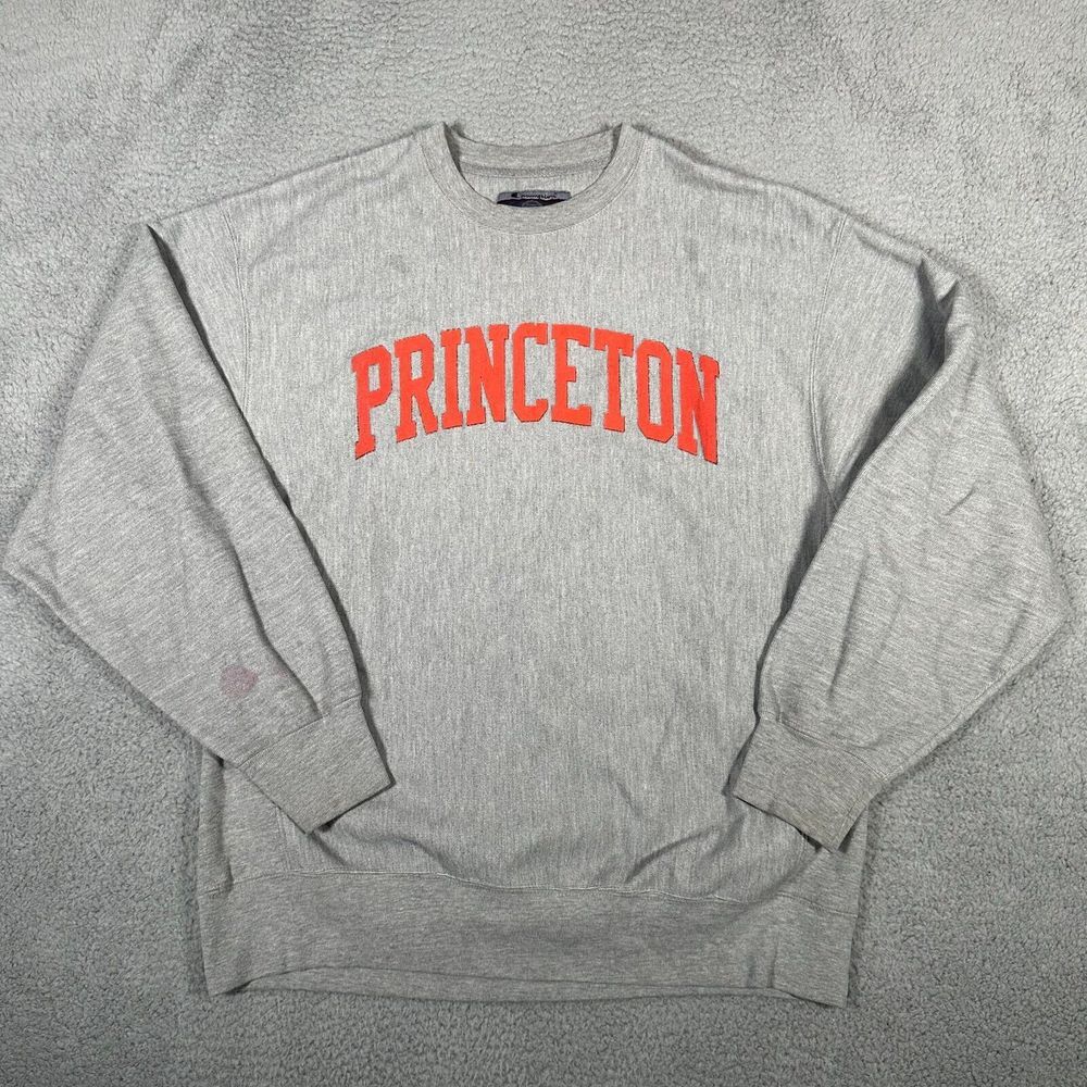 Vtg Princeton Tigers Sweatshirt Mens‎ Large Gray Champion Reverse Weave Crewneck